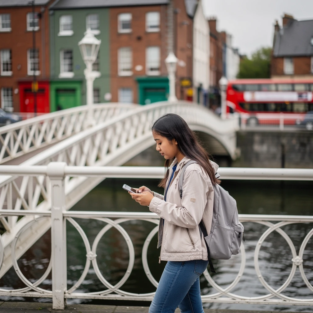 Sungai Liffey dan pusat kota Dublin, Irlandia