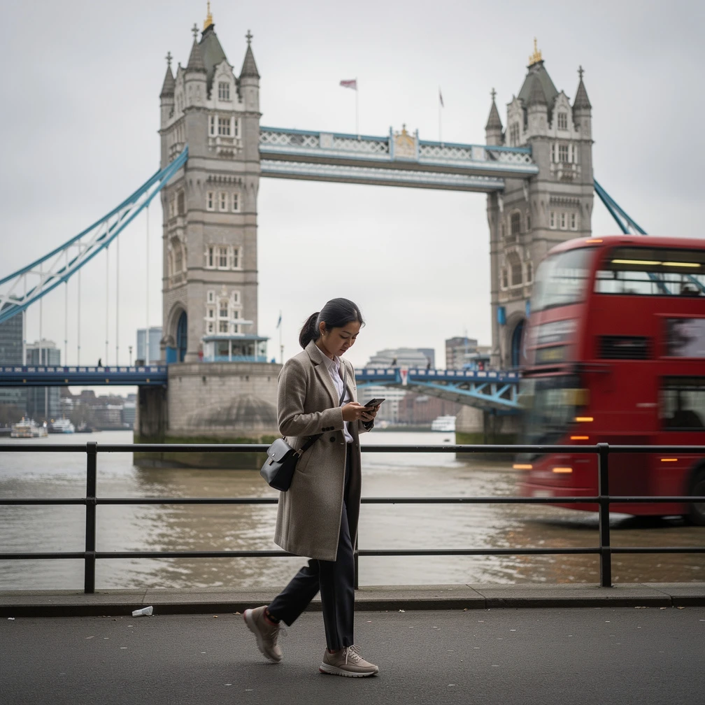 Jembatan Tower Bridge dan Sungai Thames di London, Inggris